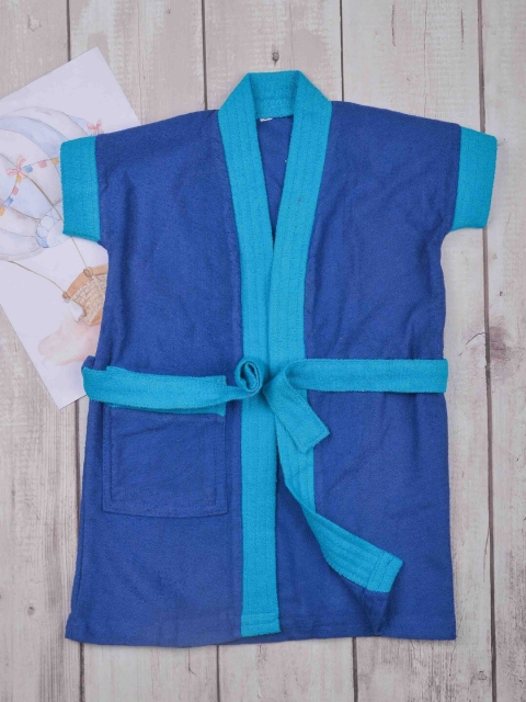 

POPLINS Kids Blue Solid Bath Robe