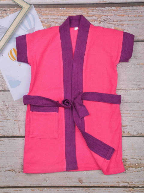 

POPLINS Kids Pink Solid Bath Robe