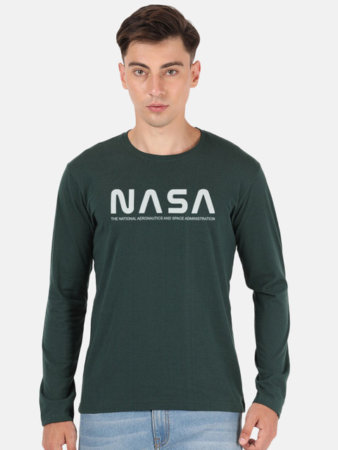 

MASH UNLIMITED Men Green Printed Applique T-shirt