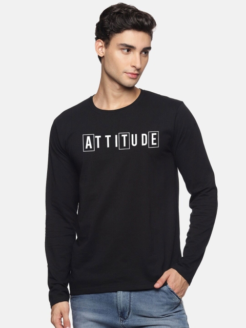

MASH UNLIMITED Men Black Typography Printed T-shirt