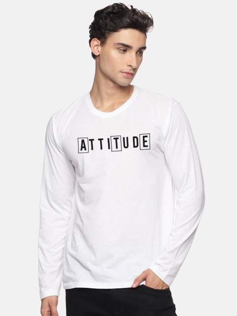 

MASH UNLIMITED Men White Typography Printed Raw Edge T-shirt