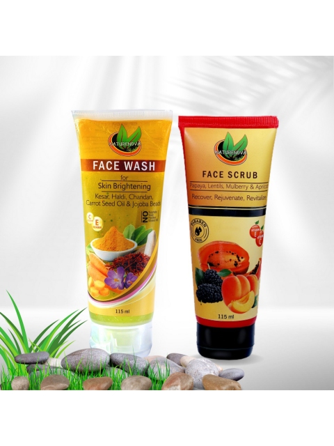 

NatureNova Pack Of 2 Herbals Haldi Chandan Skin Brightening Face Wash & Face Scrub, Multi
