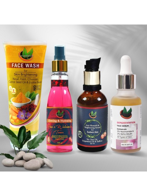 

NatureNova Pack Of 4 Herbals Kesar Tea Tree Face Wash, Toner & Face Serums, Multi