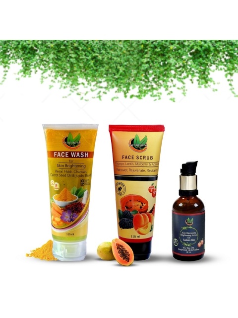 

NatureNova Herbals Set Of 3 Skin Brightening Face Wash With Face Scrub & Face Serum, Multi