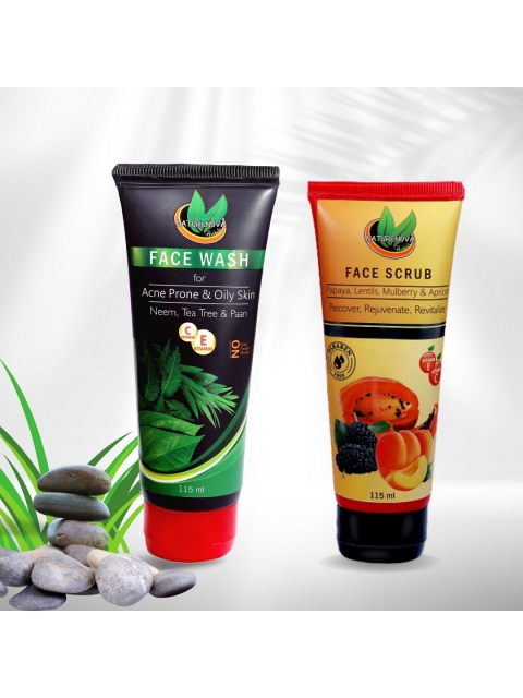 

NatureNova Herbals Acne Face Wash & Face Scrub Combo- 230 ml, Black