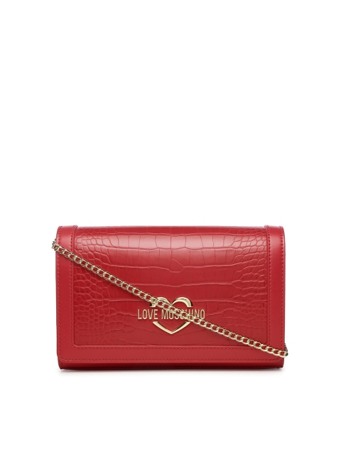 

LOVE MOSCHINO Women Red Leather Zip Around Wallet