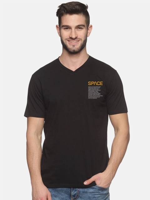 

BLACK RADIO Men Black V-Neck T-shirt