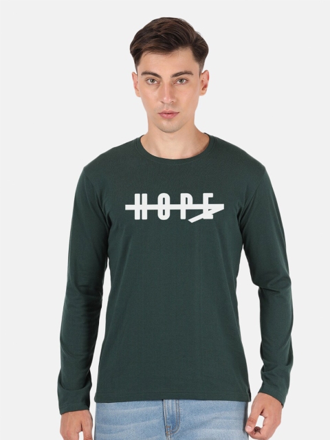 

BLACK RADIO Men Green Printed Applique T-shirt