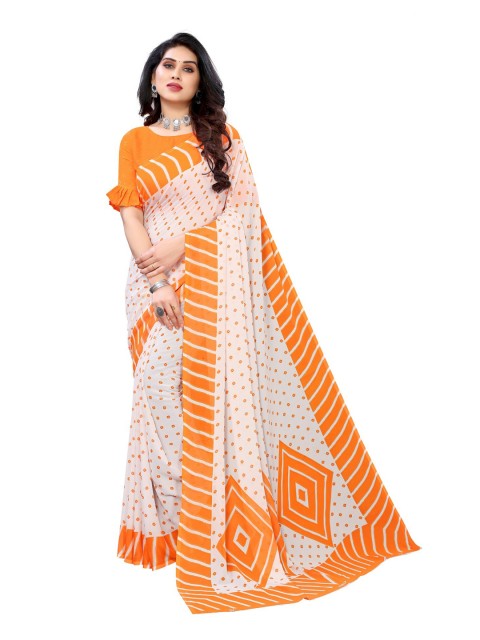 

Iris Orange & White Banarasi Saree