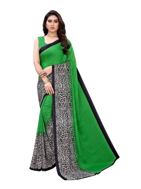

Iris Green & Black Floral Banarasi Saree