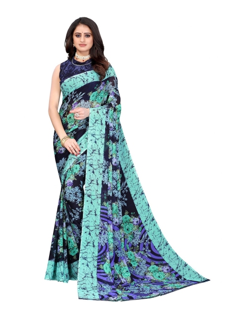 

Iris Blue & Green Floral Banarasi Saree