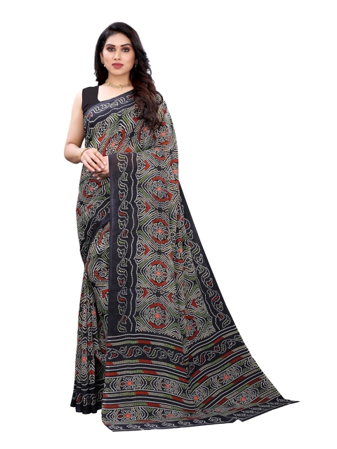

Iris Black & Green Floral Banarasi Saree
