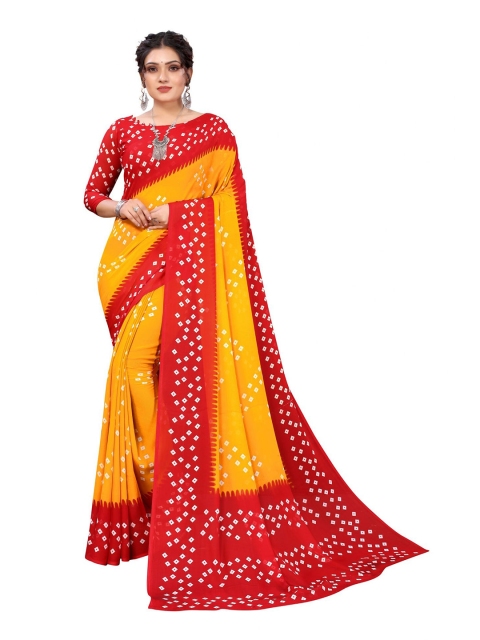

Iris Yellow & Red Floral Banarasi Saree
