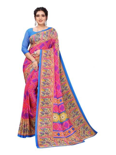 

Iris Pink & Blue Ethnic Motifs Banarasi Saree