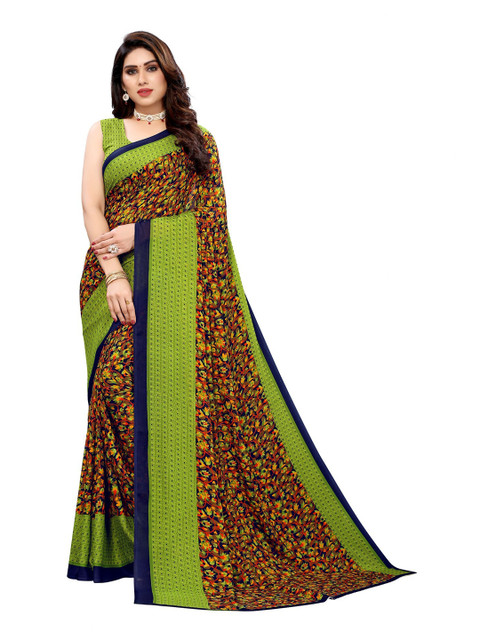 

Iris Lime Green & Blue Floral Banarasi Saree