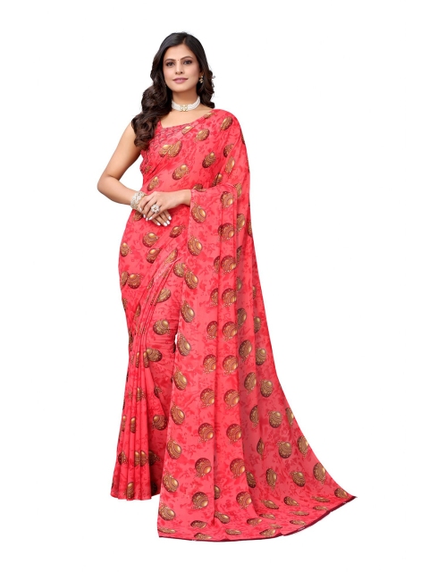 

Iris Pink & Brown Floral Banarasi Saree