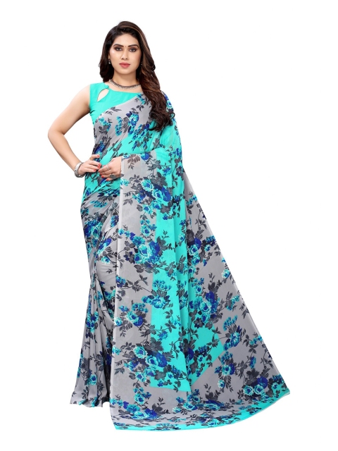 

Iris Blue & Grey Floral Banarasi Saree