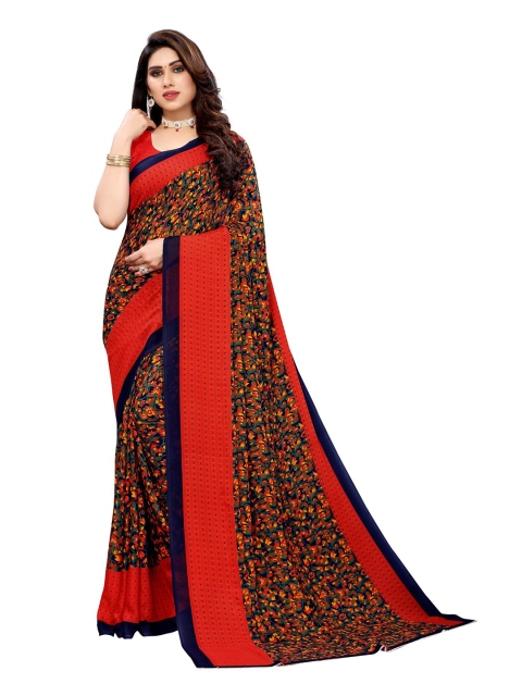 

Iris Red & Blue Floral Banarasi Saree