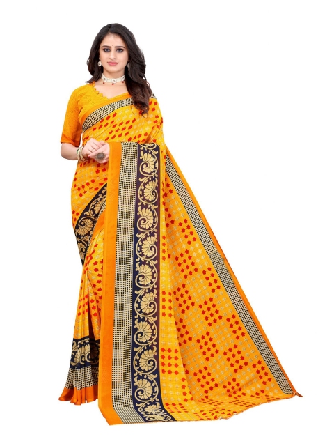

Iris Yellow & Navy Blue Floral Banarasi Saree