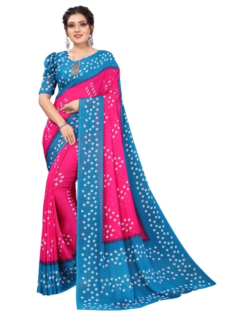 

Iris Pink & Blue Floral Banarasi Saree