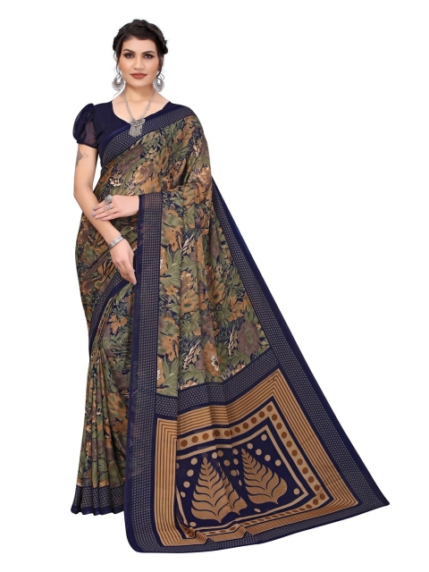 

Iris Blue & Beige Floral Banarasi Saree