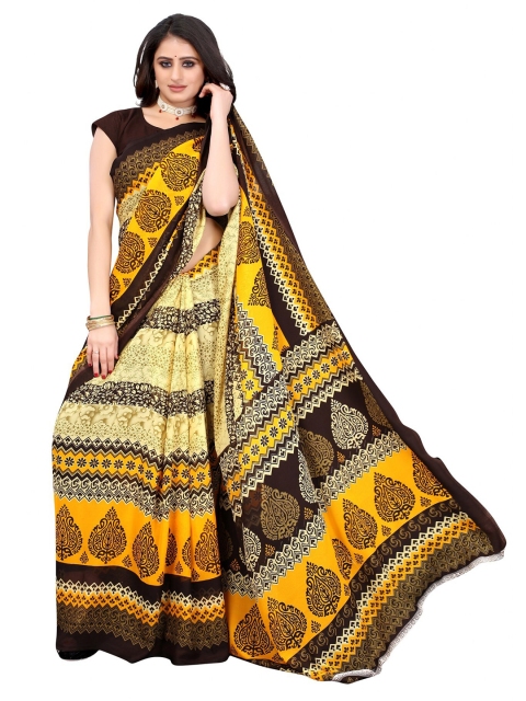 

Iris Yellow & Black Floral Banarasi Saree