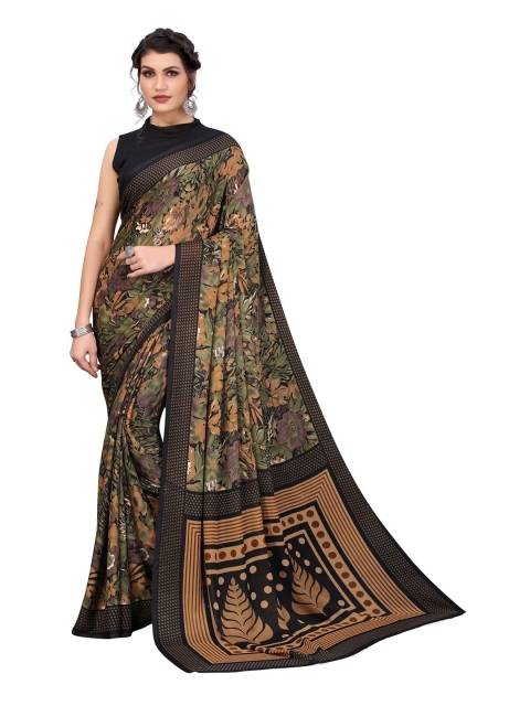 

Iris Black & Green Floral Banarasi Saree