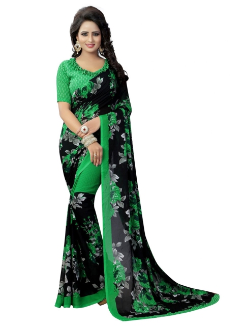 

Iris Green & Black Floral Banarasi Saree