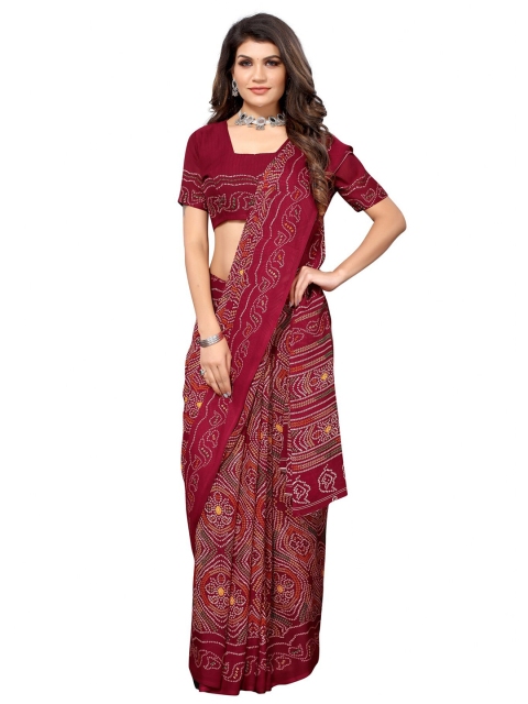 

Iris Red & Orange Bandhani Banarasi Saree