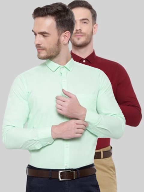 

Srey trends Men Green & Maroon Comfort Formal Shirt Pack Of 2
