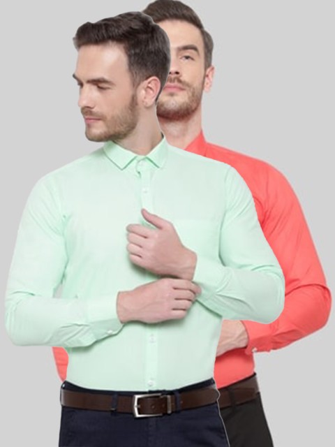 

Srey trends Men Green & Orange Comfort Formal Shirt Pack Of 2