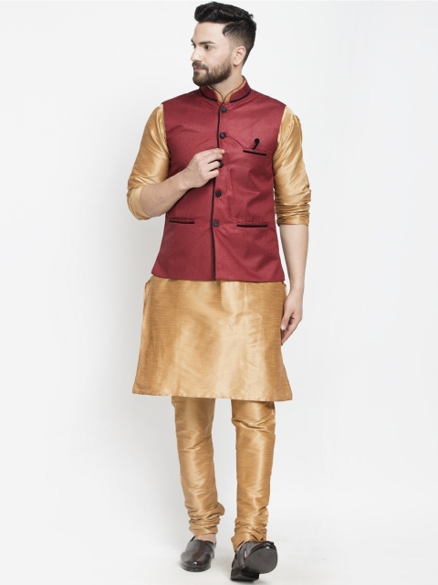 

Benstoke Men Copper-Toned Layered Kurta with Pyjamas