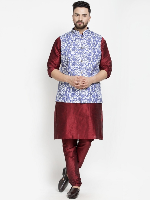 

Benstoke Men Maroon Angrakha Kurta with Churidar