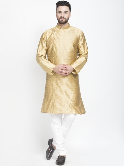

Benstoke Men Copper-Toned Angrakha Kurta with Pyjamas