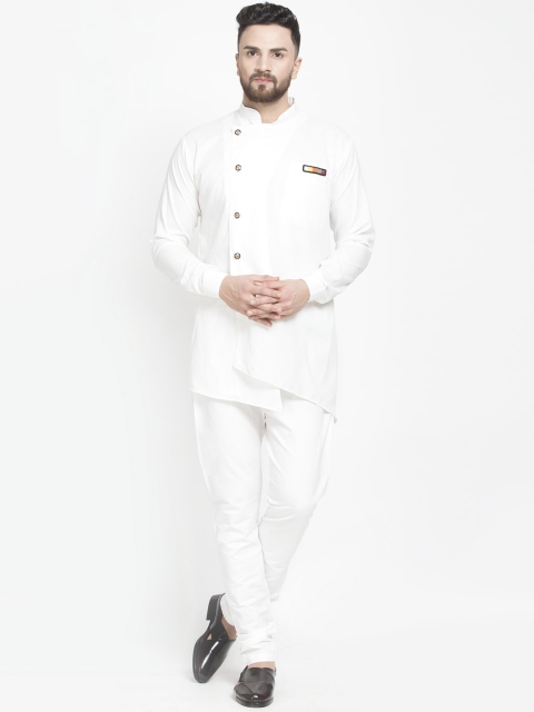 

Benstoke Men White Angrakha Kurta with Pyjamas