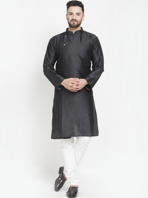 

Benstoke Men Black Angrakha Kurta with Churidar