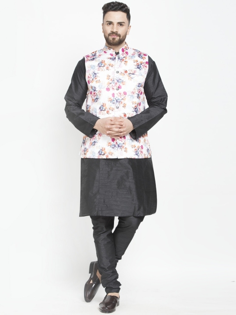 

Benstoke Men Black Layered Kurta with Churidar