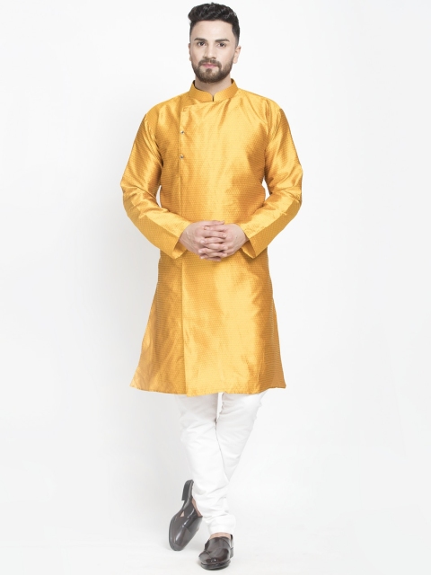

Benstoke Men Gold-Toned Angrakha Kurta with Pyjamas