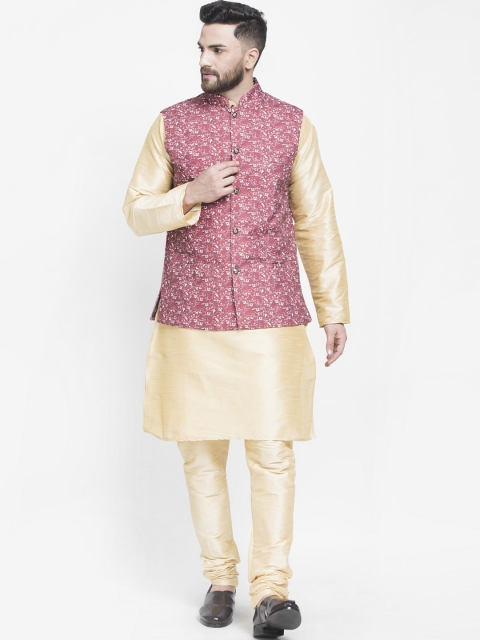 

Benstoke Men Gold-Toned Kurta with Churidar