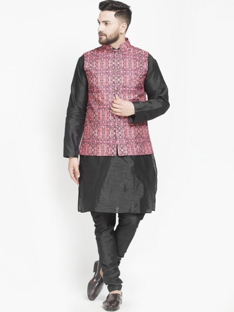 

Benstoke Men Black Layered Kurta with Pyjamas
