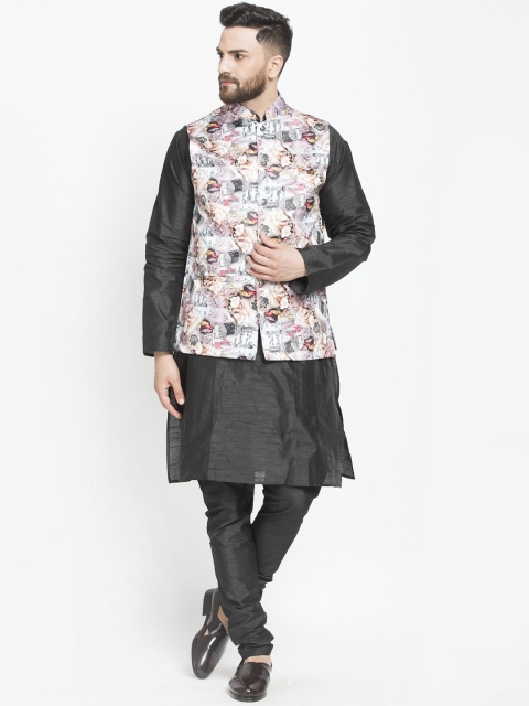 

Benstoke Men Black Layered Kurti with Pyjamas