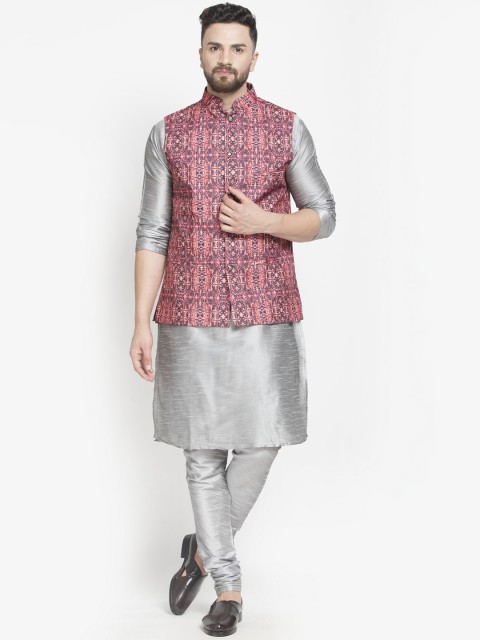 

Benstoke Men Grey Kurta with Churidar