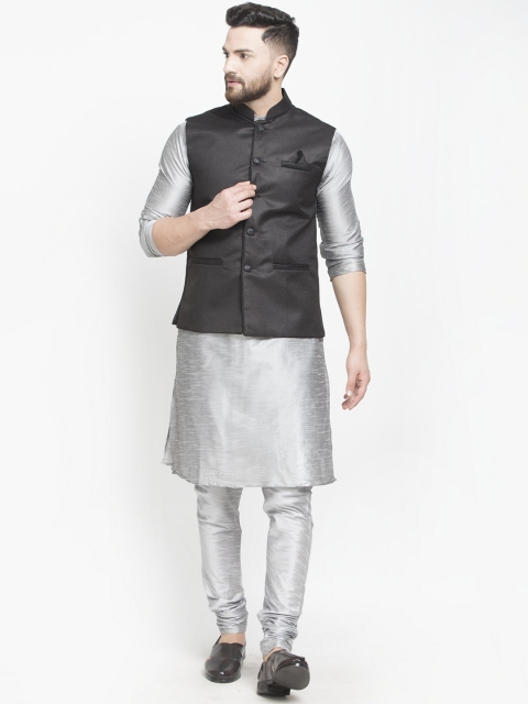 

Benstoke Men Grey Layered Kurti with Pyjamas