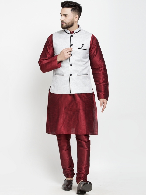 

Benstoke Men Maroon Layered Kurta with Pyjamas