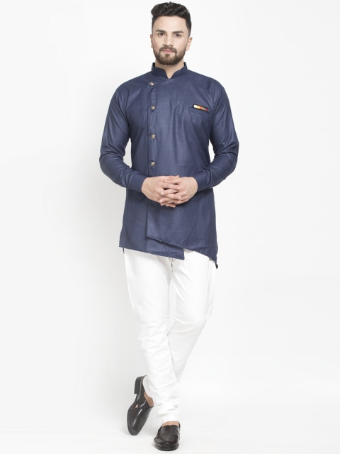 

Benstoke Men Navy Blue Angrakha Kurti with Pyjamas