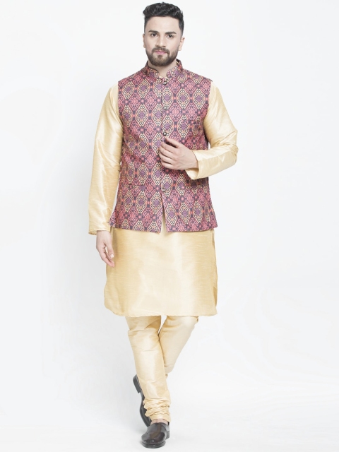 

Benstoke Men Gold-Toned Kurta with Churidar