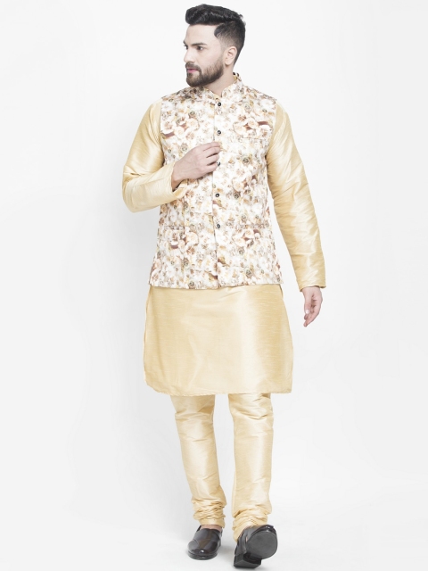 

Benstoke Men Gold-Toned Layered Kurti with Churidar