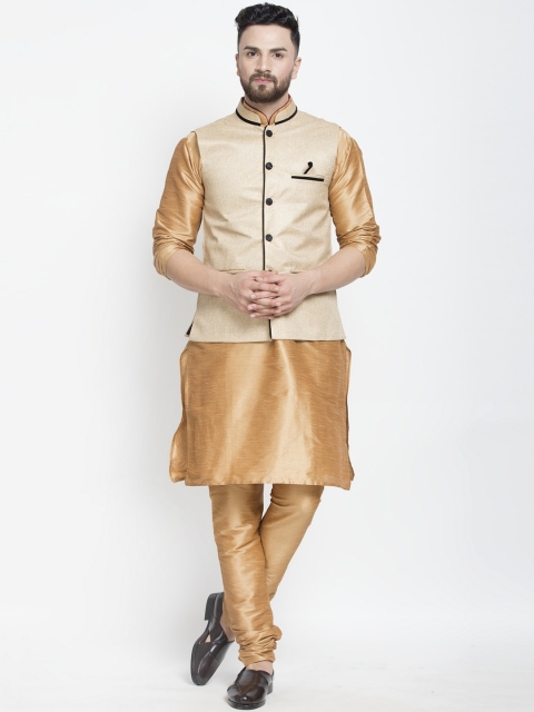 

Benstoke Men Copper-Toned Layered Kurta with Pyjamas
