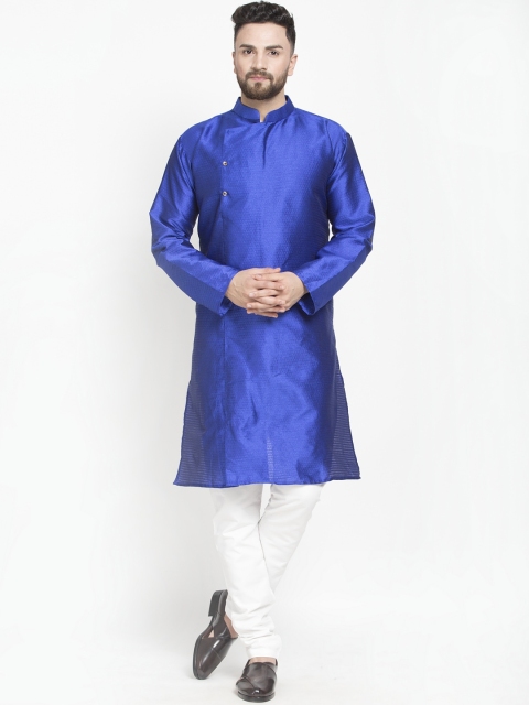 

Benstoke Men Blue Angrakha Kurta with Churidar