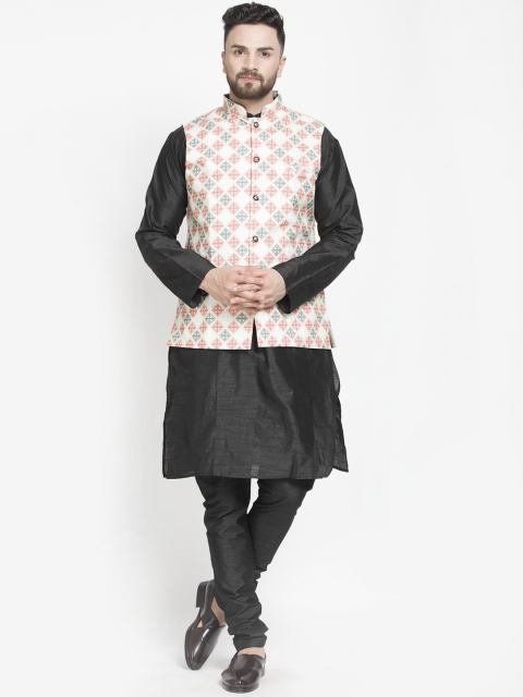 

Benstoke Men Black Angrakha Kurta with Churidar